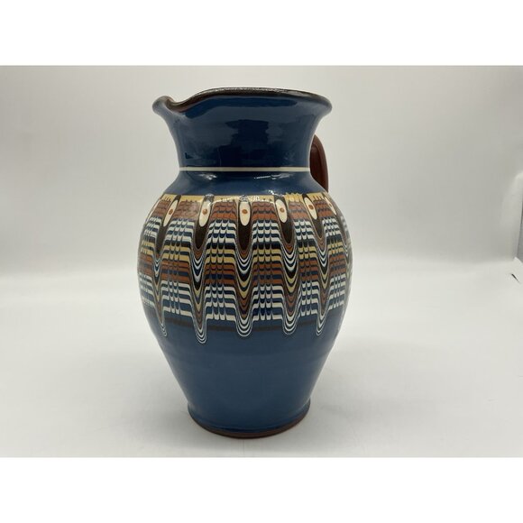 Bulgarian Troyan Pottery Pitcher or Jug w/Peacock Eye Pattern Red Ware Drinkware - Picture 4 of 16